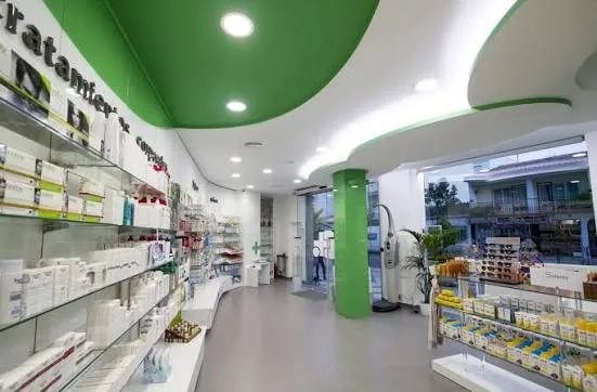 Pharmacy interior and entrance